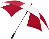 23" Barry-sateenvarjo, automaattisesti avautuva, valkoinen, punainen liikelahja logopainatuksella